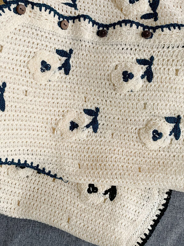 Airchics gilet crochet fleurie femme mode