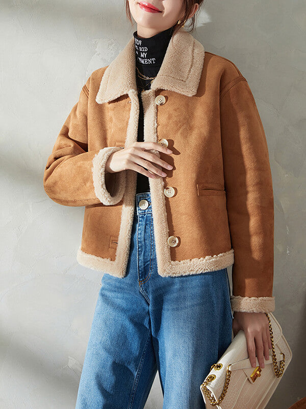 Airchics manteau aviateur suedine boutonnage avec poches femme mode