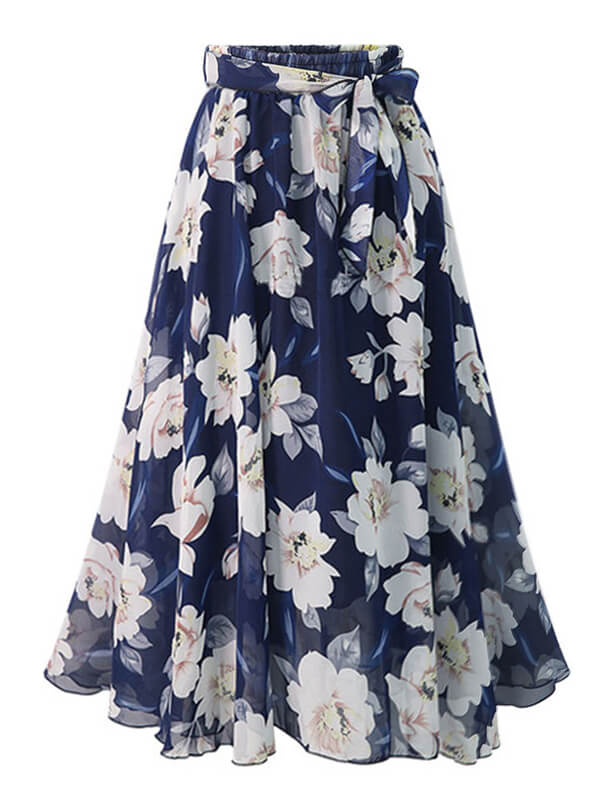 Airchics jupe longue mousseline imprimé à fleurie femme élégant