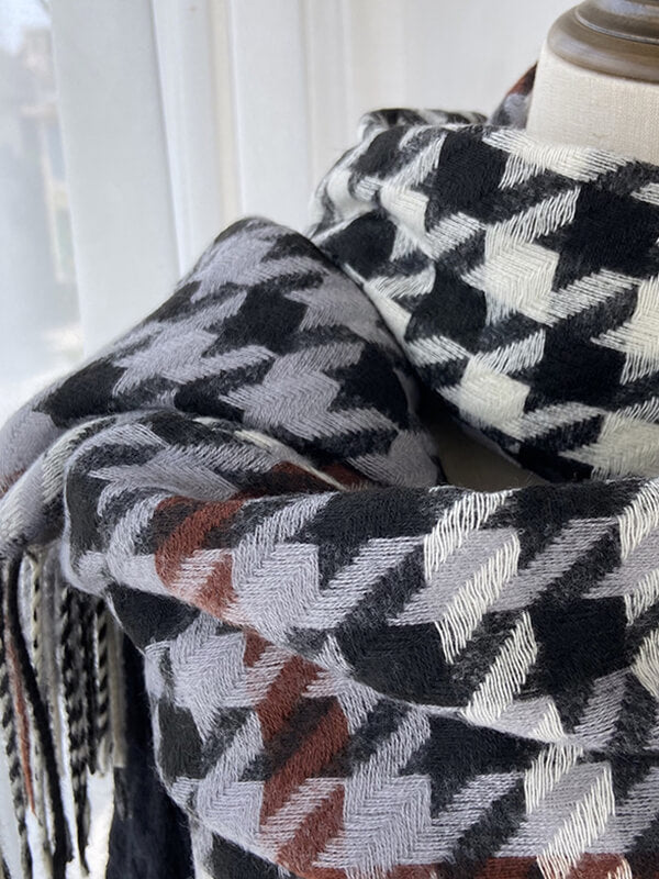 Airchics écharpe pied de poule avec frange femme mode