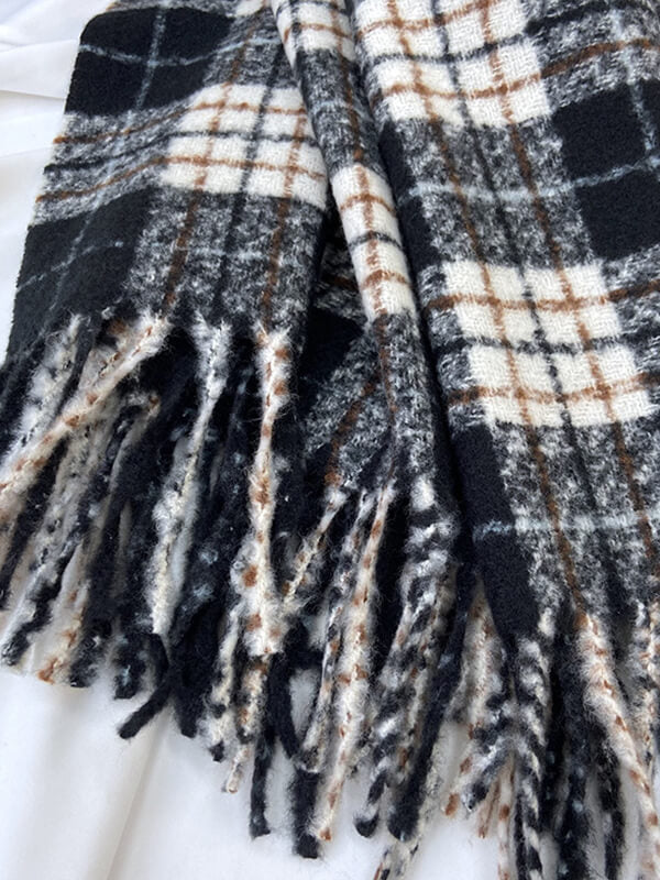 Airchics écharpe carreaux avec frange femme vintage hiver