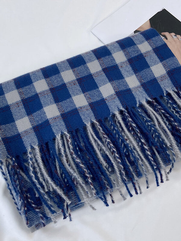 Airchics écharpe carreaux avec frange femme mode hiver