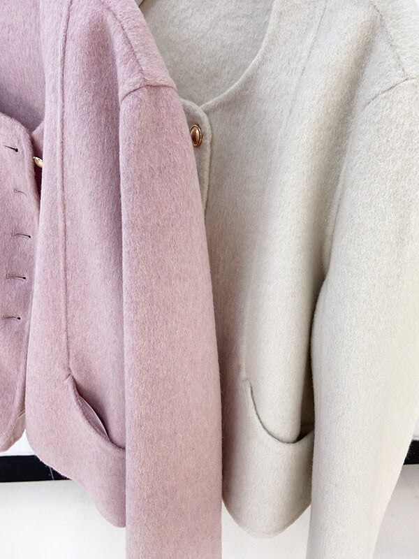 Airchics manteau en laine courte boutonnage femme mode