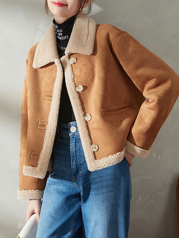 Airchics manteau aviateur suedine boutonnage avec poches femme mode