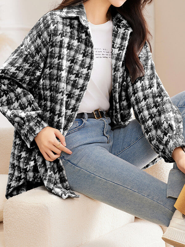 Airchics blouse pied de poule boutonnage femme mode