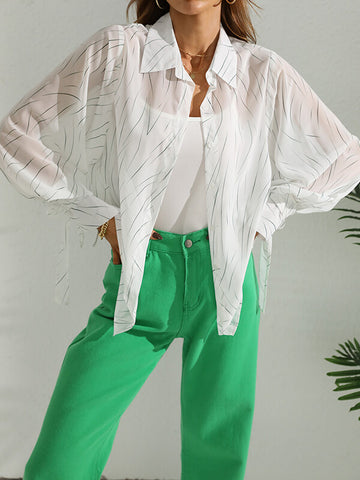 Airchics blouse géométrique boutonnage strappy femme décontracté lâche