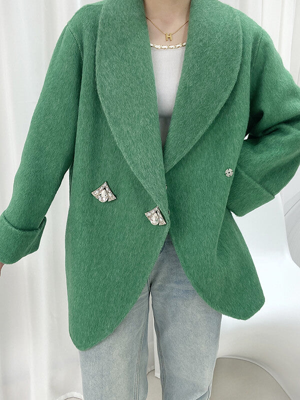 Airchics manteau en laine avec poches strass boutons femme mode