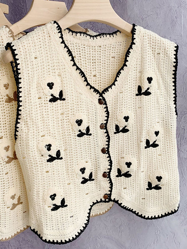 Airchics gilet crochet fleurie femme mode