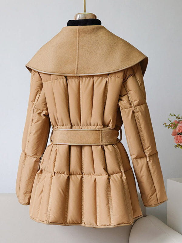 Airchics manteau doudoune laine avec poches ceinture femme élégant