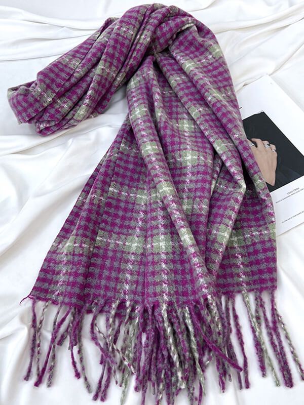Airchics écharpe carreaux avec frange femme vintage