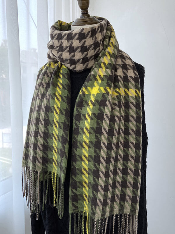 Airchics écharpe pied de poule avec frange femme mode