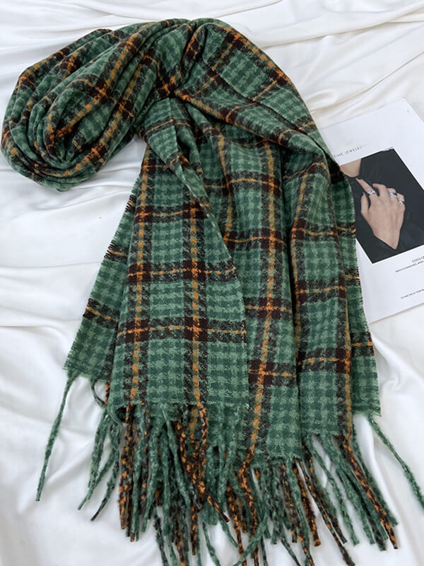 Airchics écharpe carreaux avec frange femme vintage