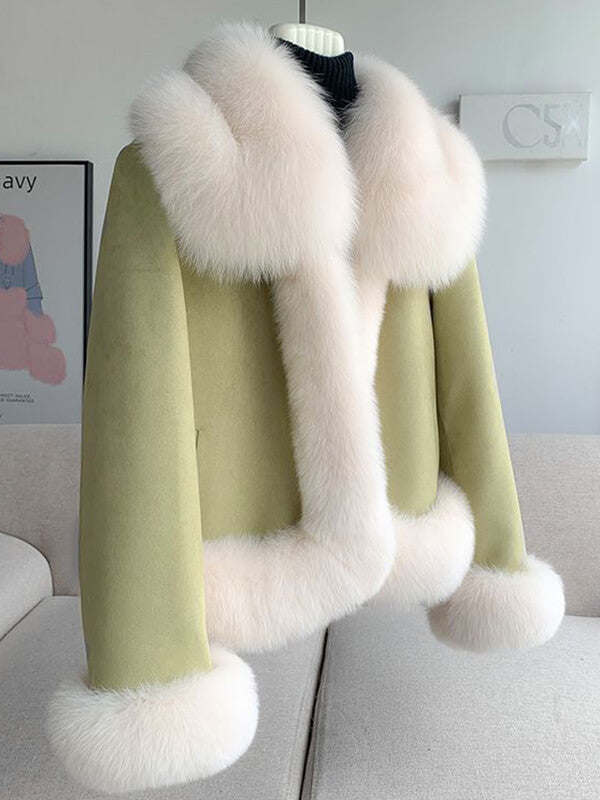 Airchics manteau en fausse fourrure suedine doudoune avec poches femme mode hiver