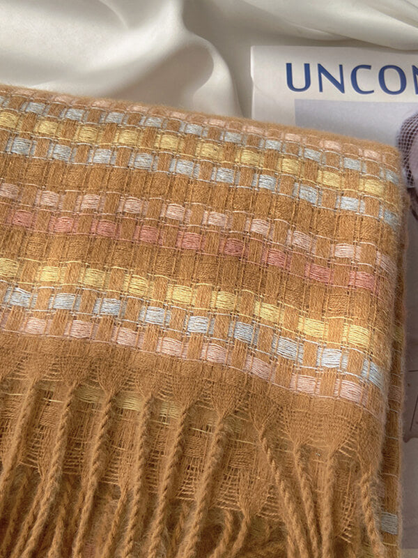 Airchics écharpe carreaux avec frange femme doux