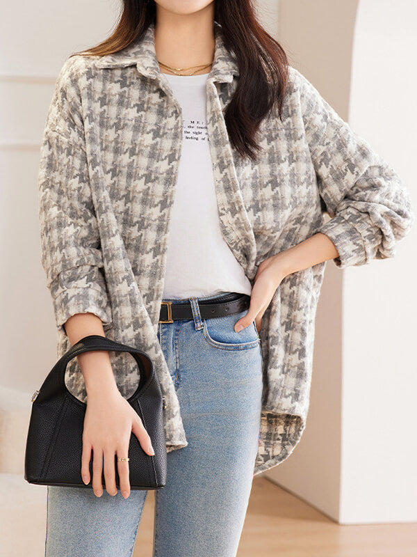 Airchics blouse pied de poule boutonnage femme mode