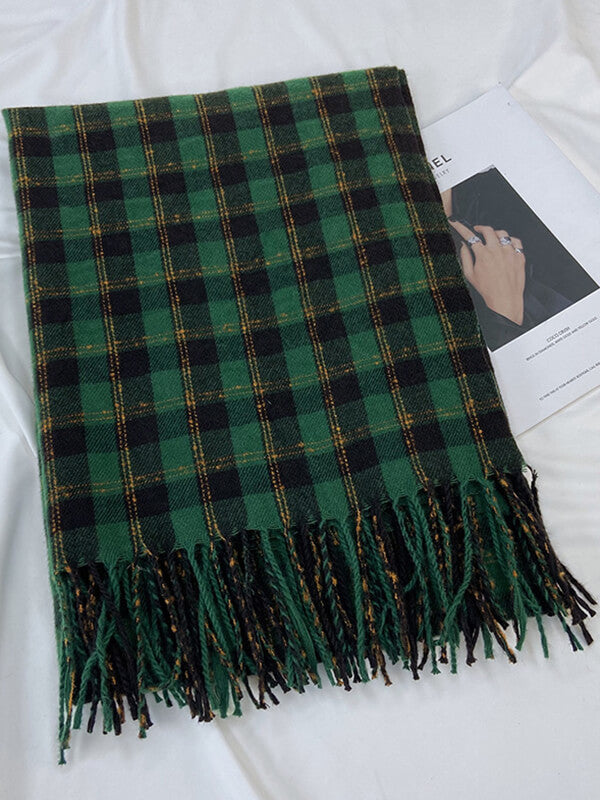 Airchics écharpe carreaux avec frange femme mode hiver