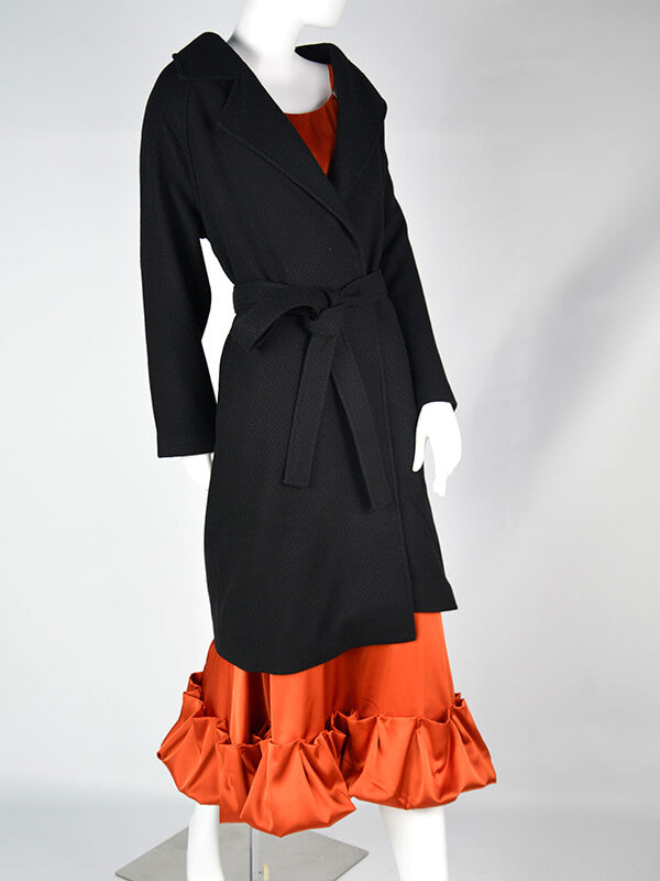 Airchics manteau en laine avec ceinture col revers femme oversized noir