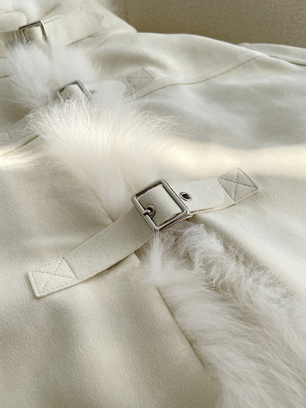 Airchics manteau en fausse fourrure suedine avec poches femme mode hiver