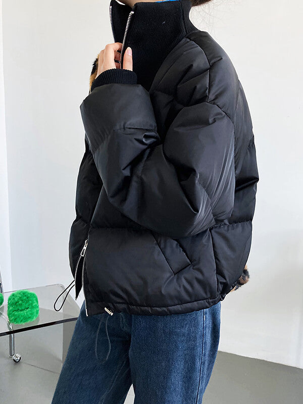 Airchics manteau doudoune avec poches coulisse taille col montant femme mode
