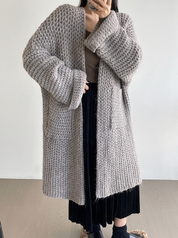 Airchics cardigans en laine longue avec poches femme oversized