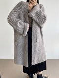 Airchics cardigans en laine longue avec poches femme oversized