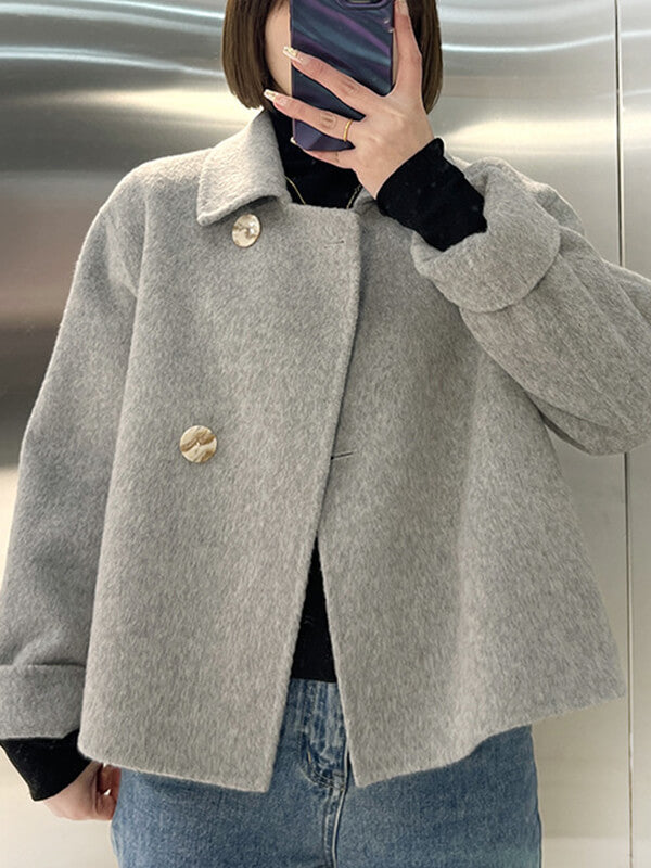 Airchics manteau en laine courte boutonnage col revers femme mode