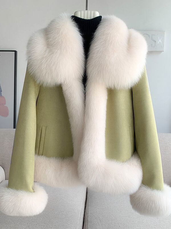 Airchics manteau en fausse fourrure suedine doudoune avec poches femme mode hiver