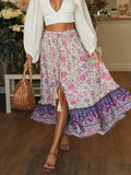 Airchics jupe imprimé à fleurie fendu le côté femme bohème violet