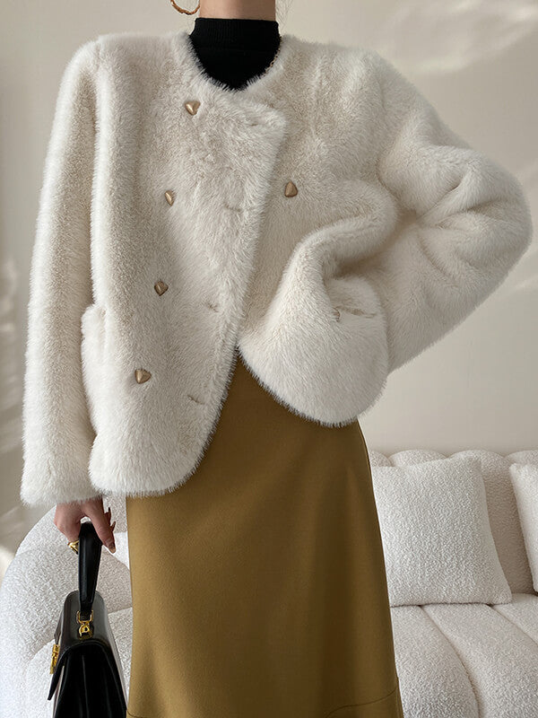 Airchics manteau en fausse fourrure boutonnage avec poches femme mode