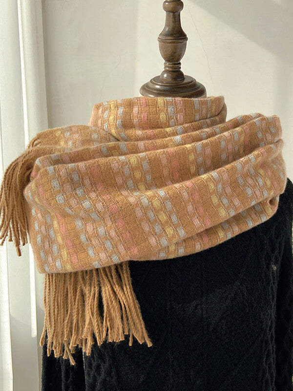 Airchics écharpe carreaux avec frange femme doux