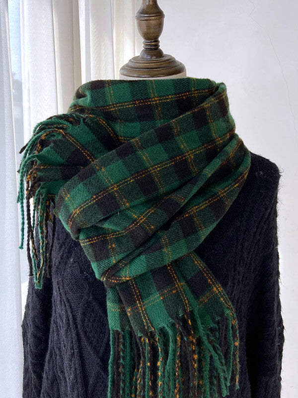 Airchics écharpe carreaux avec frange femme mode hiver