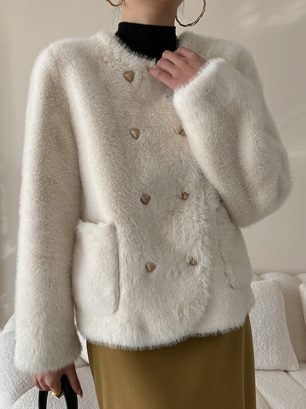 Airchics manteau en fausse fourrure boutonnage avec poches femme mode