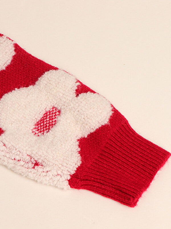 Airchics cardigans fleurie boutonnage femme mode rouge noël