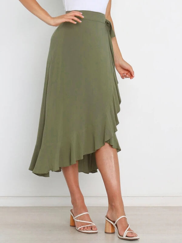 Airchics longue jupe peplum à volantée avec ceinture femme mode