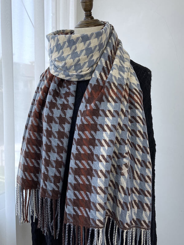 Airchics écharpe pied de poule avec frange femme mode