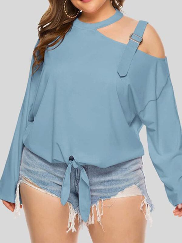 T-shirt À Lacets Et Épaules Dénudées À Manches Longues