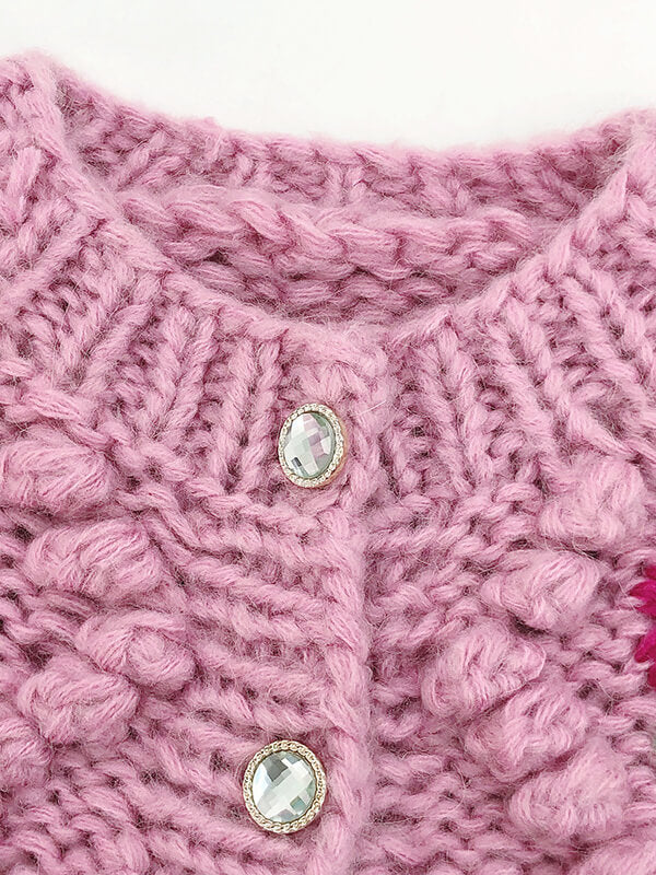 Airchics cardigans tissu tricoté fleurie boutonnage femme doux