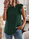 Airchics hauts unicolore à pois à volantée sans manches femme mode