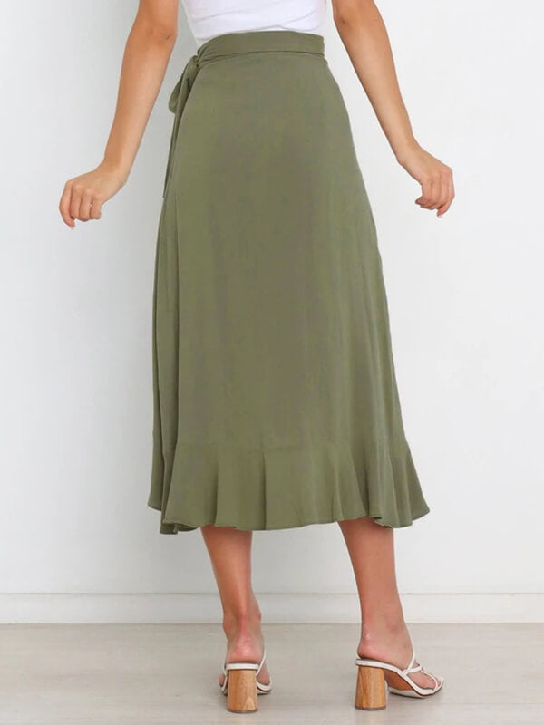 Airchics longue jupe peplum à volantée avec ceinture femme mode