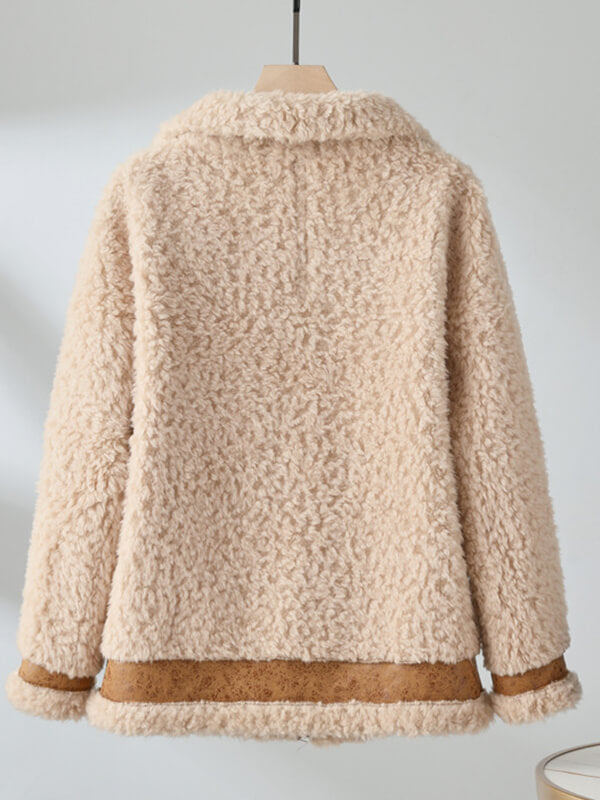 Airchics manteau aviateur doublé cuir peau de mouton  fermeture éclair femme oversized