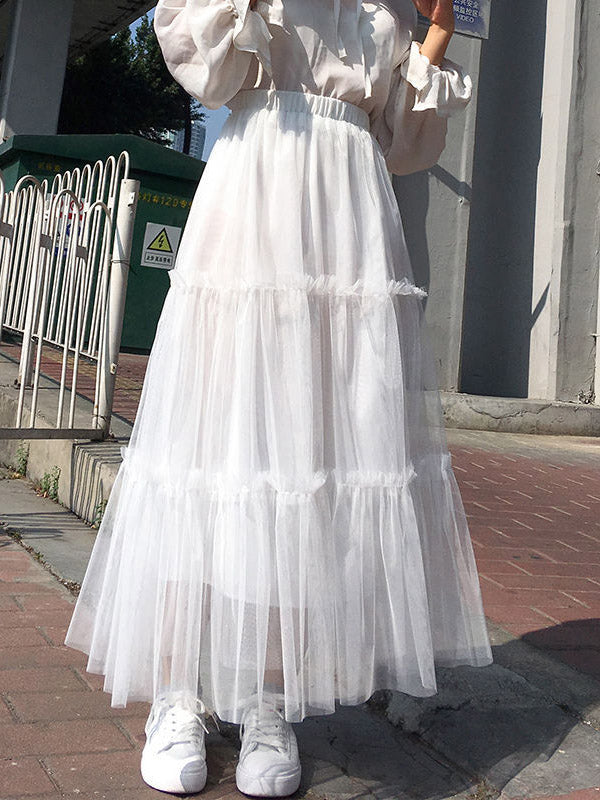 Airchics Jupe Plissée Trapèze Mi-longue En Maille Bouffante