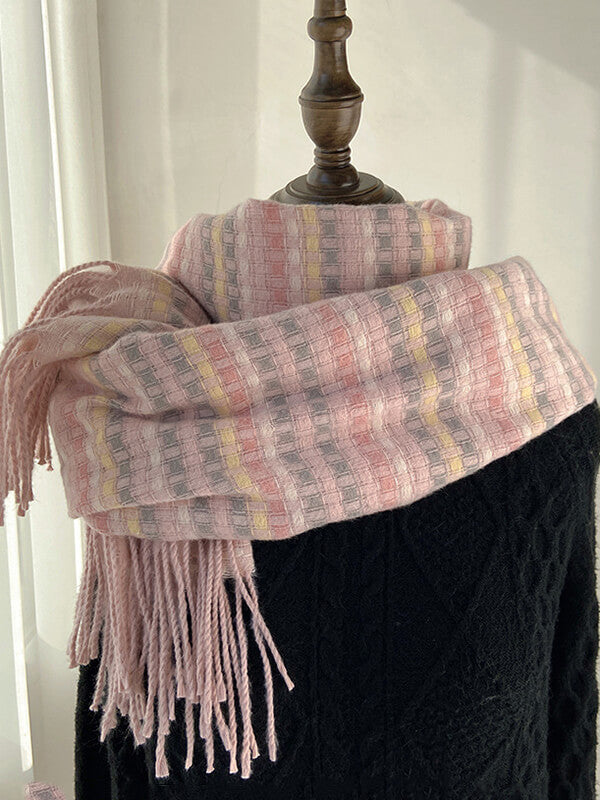 Airchics écharpe carreaux avec frange femme doux