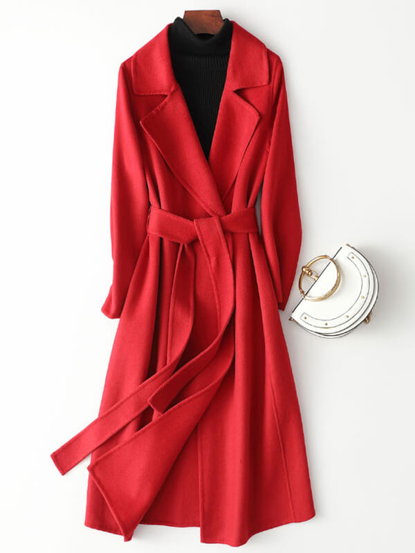 Airchics manteau en laine avec poches ceinture femme mode vert