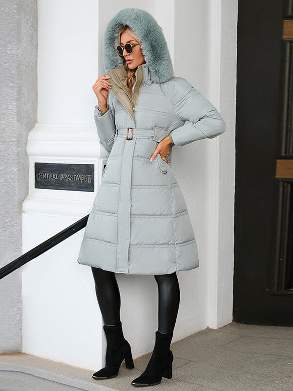 Airchics manteau avec poches ceinture à capuche femme mode hiver