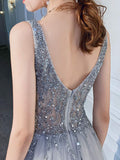 Airchics Robe De Soirée À Sequins Fendus Et Décolleté En V Profond