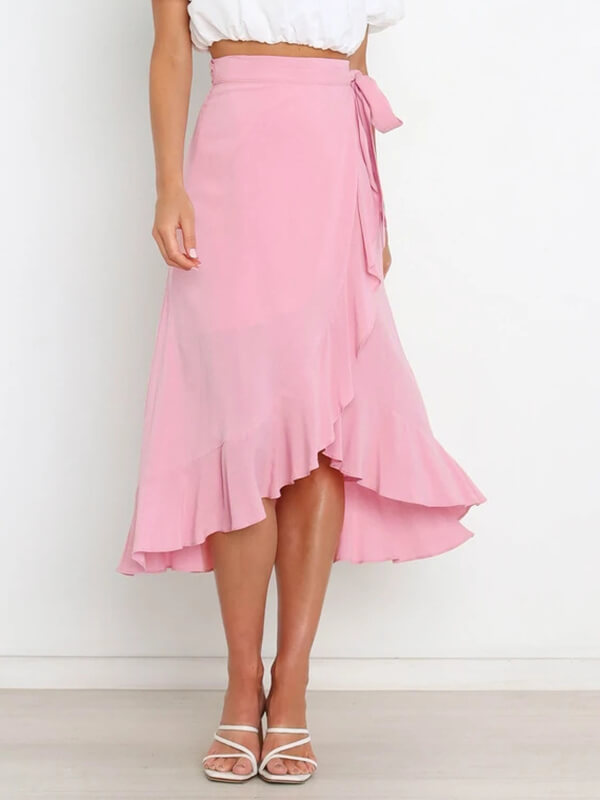 Airchics longue jupe peplum à volantée avec ceinture femme mode