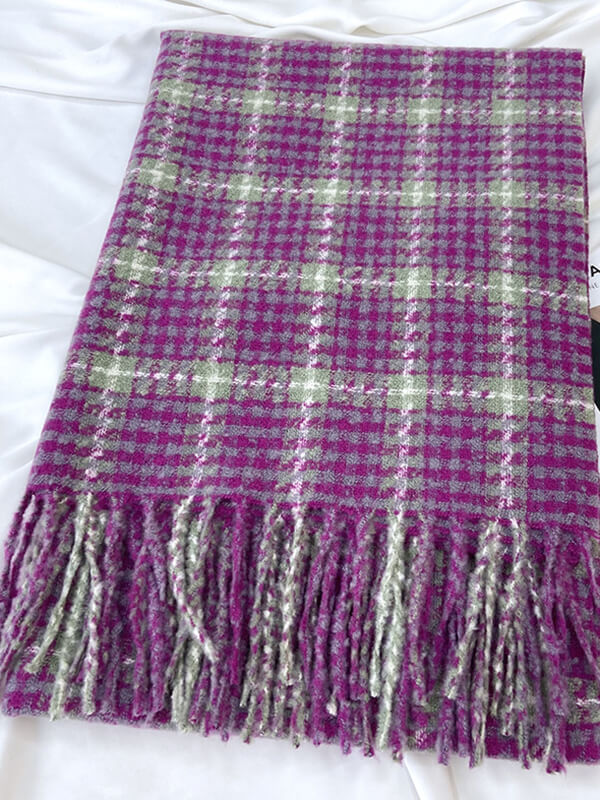 Airchics écharpe carreaux avec frange femme vintage