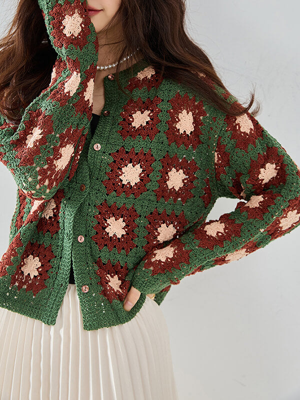 Airchics cardigans fleurie boutonnage femme mode