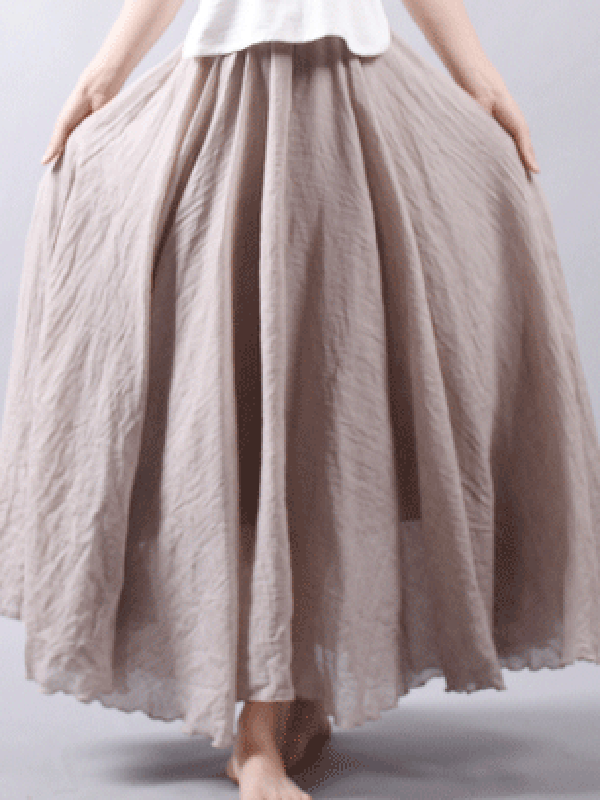 Airchics jupe longue coton unicolore fluide femme décontracté