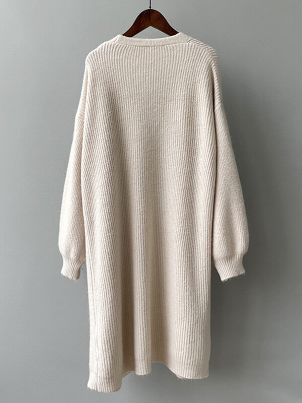 Airchics cardigans longue unicolore manches longues femme lâche décontracté